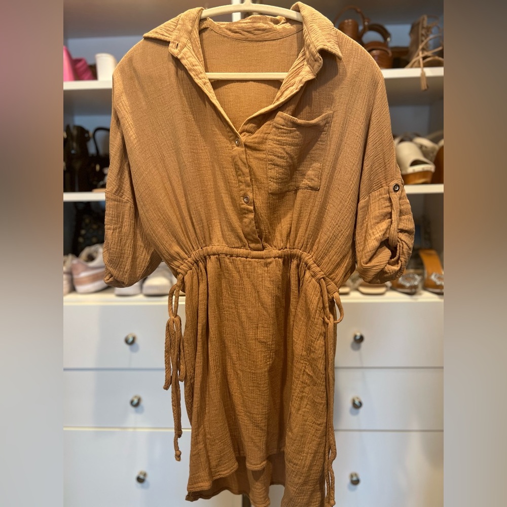 Adjustable Waist Gauze Dress